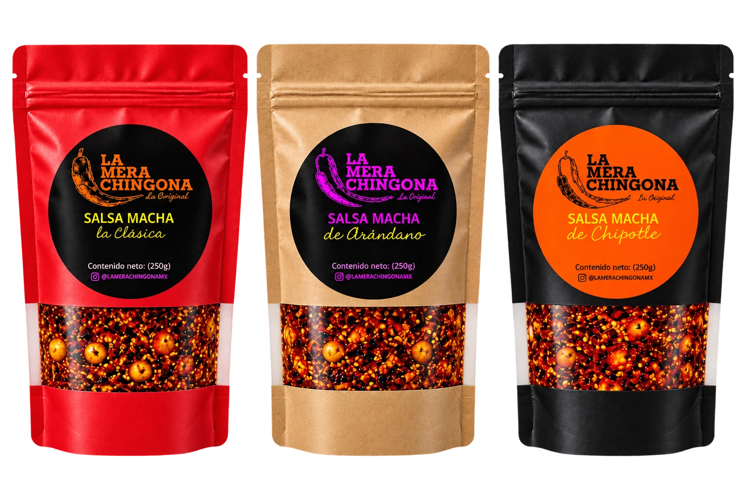 Las tres salsas originales: La Clásica, Arándano y Chipotle